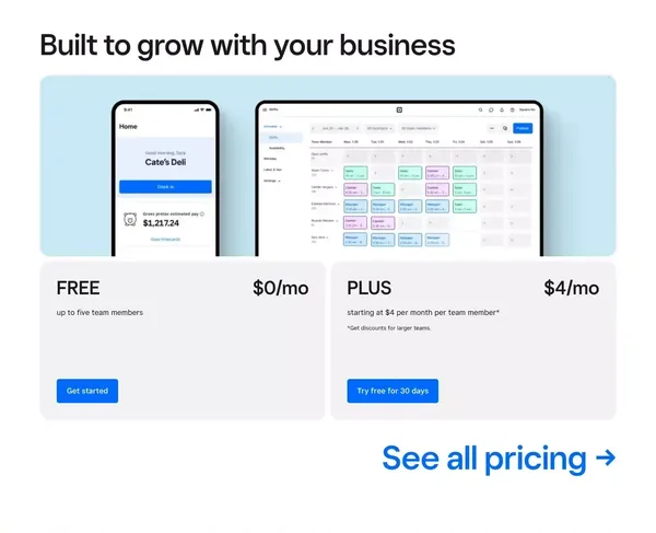 Employee Scheduling Software | Shift Management | Square Shifts - Landing design inspiration