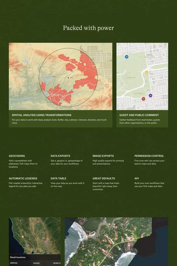 Felt - The best way to work with maps on the internet - Landing design inspiration