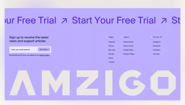 Amzigo |Â Say Hello to Your Amazon Superpower - Landing design inspiration