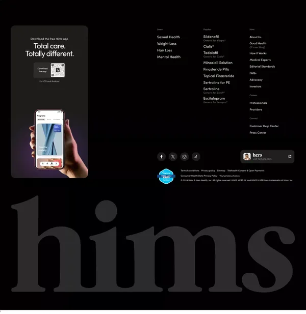 Telehealth for a healthy, handsome you | hims - Landing design inspiration