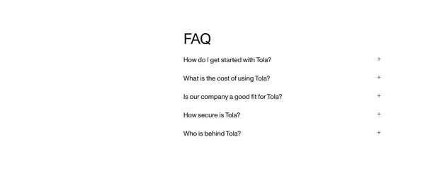 Tola - Accounts payable, accounts receivable and cash flow management - Landing design inspiration