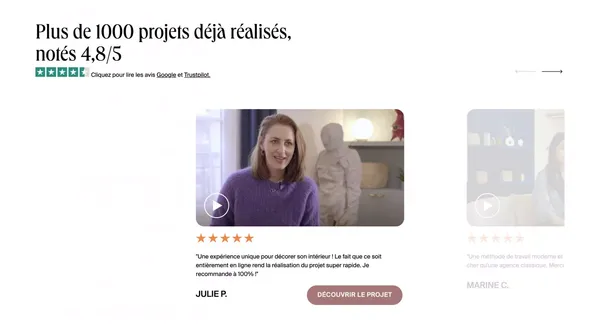 Studio de décoration et d'architecture d'intérieur en ligne - Insidy - Landing design inspiration