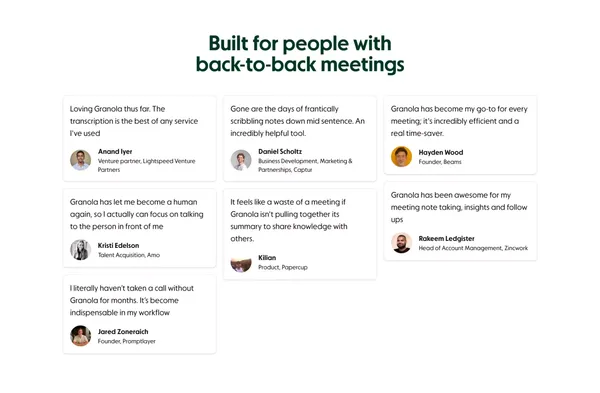 Granola — The AI Notepad for meetings - Landing design inspiration
