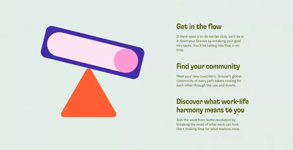 Groove | Digital coworking for solopreneurs - Landing design inspiration