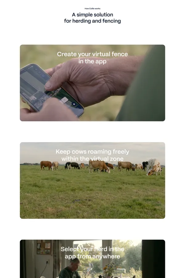 Collie | Manage your herd with just a collar and an app - Landing design inspiration
