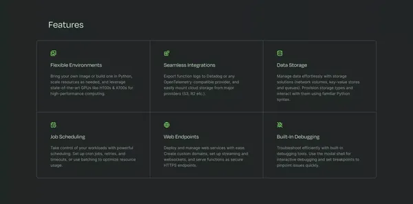 Modal: Serverless cloud infrastructure for AI, ML, and data - Landing design inspiration