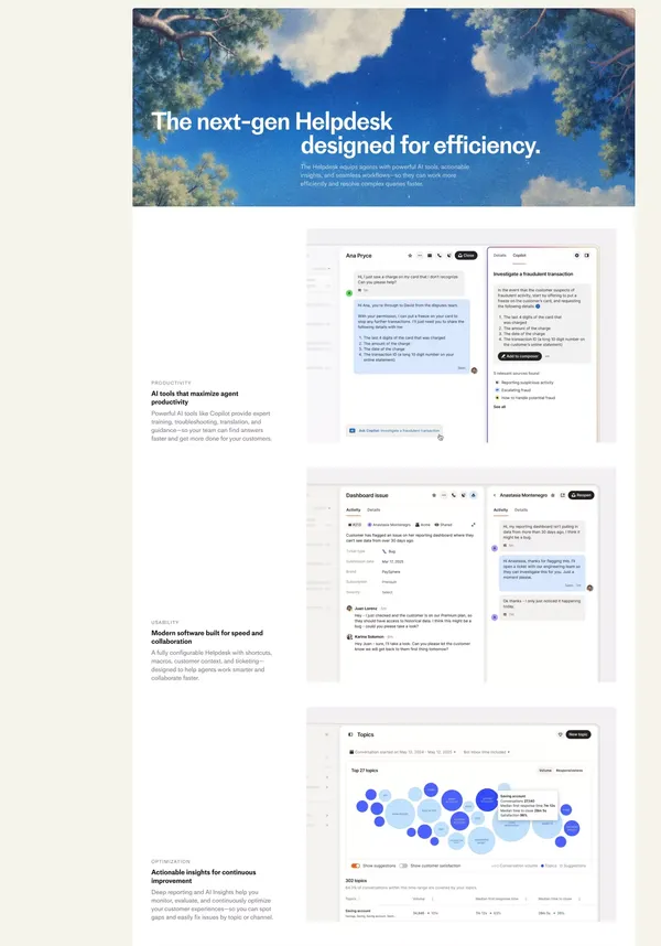 The #1 AI agent and next-gen Helpdesk for customer service - Landing design inspiration
