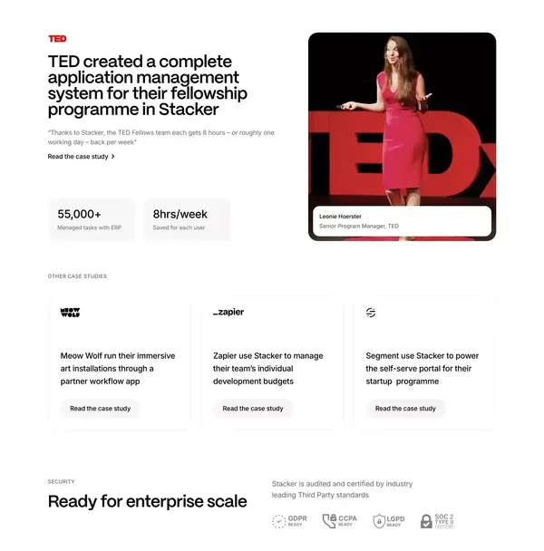Stacker | Software that's as unique as your business - Landing design inspiration