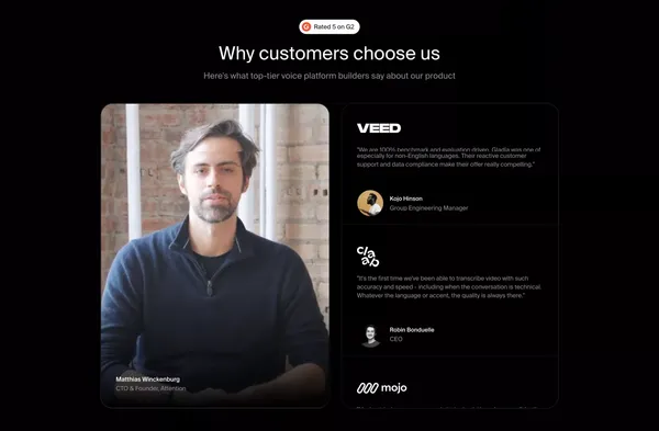 Gladia | Audio Transcription API - Landing design inspiration