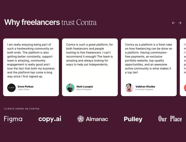 Freelance Marketplace: Commission-Free | Contra - Landing design inspiration