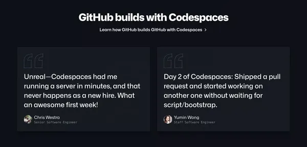 GitHub Codespaces · GitHub - Landing design inspiration