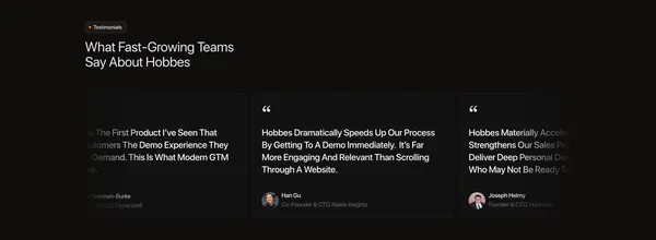 Hobbes - On-Demand, Conversational Demos - Landing design inspiration