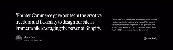 Shopify x Framer Integration | Framer Commerce - Landing design inspiration