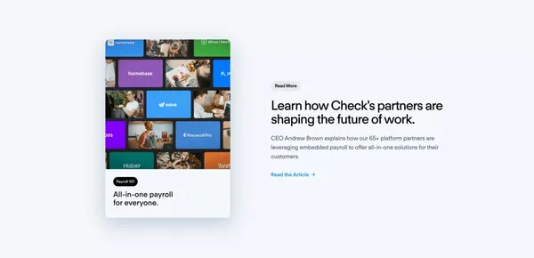 Embedded Payroll for Platforms | Check - Landing design inspiration