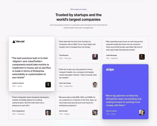 Clerk | Authentication and User Management - Landing design inspiration