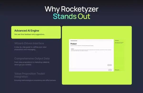 Rocketyzer - Turn Product Insights into  Compelling Value Propositions - Landing design inspiration