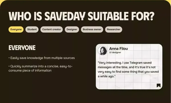 SaveDay - AI Bookmark Manager and Web Highlight - Landing design inspiration