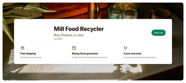 Mill: The odorless, effortless food recycler - Landing design inspiration
