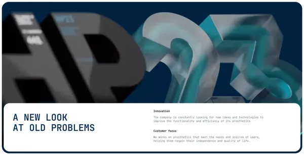 HP23 — prosthetics accessible to everyone - Landing design inspiration