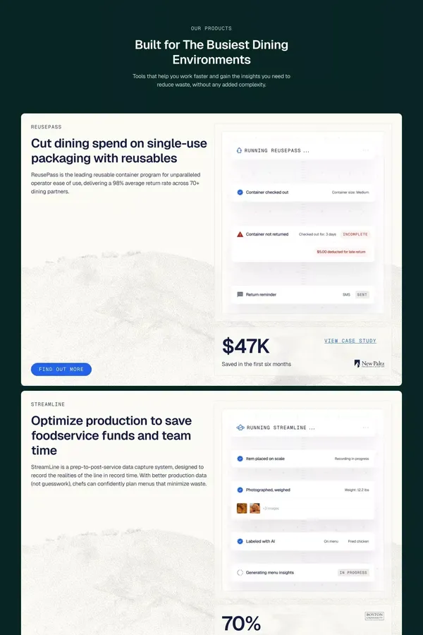Foodservice Software for Culinary Savings - Landing design inspiration