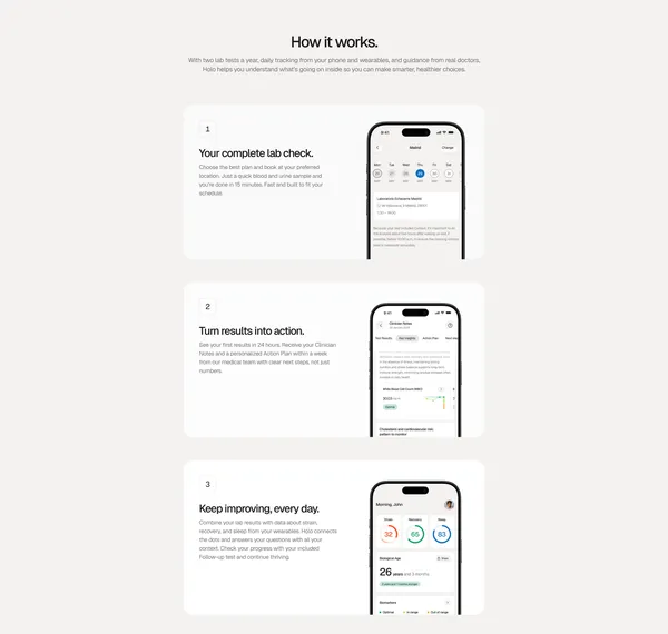 Holo - Your companion for lifelong vitality. - Landing design inspiration