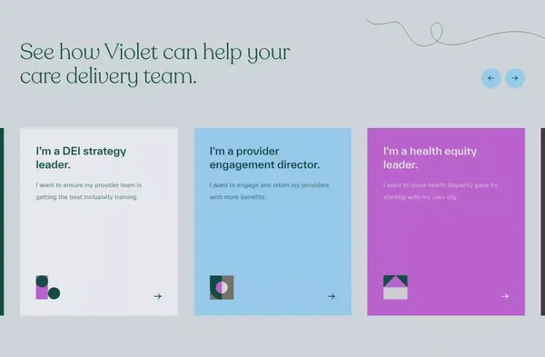 Deliver more inclusive care. | Violet - Landing design inspiration