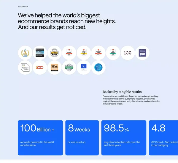 AI Ecommerce Search and Product Discovery | Constructor - Landing design inspiration