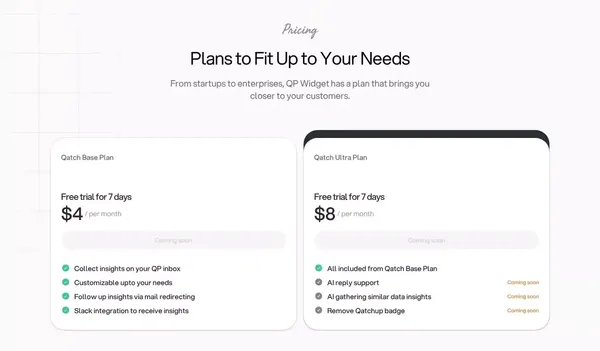 qatch up with your product! - Landing design inspiration