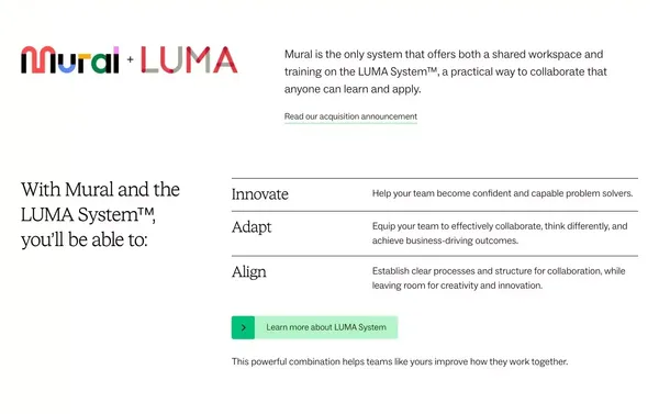 Mural is a collaborative intelligence company | Mural - Landing design inspiration