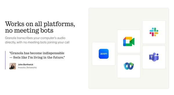 Granola — The AI notepad that helps you get the doing done - Landing design inspiration