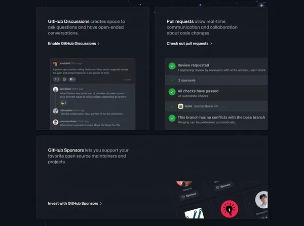 GitHub: Let’s build from here · GitHub - Landing design inspiration