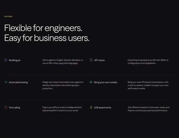 Vapi - Voice AI agents for developers - Landing design inspiration