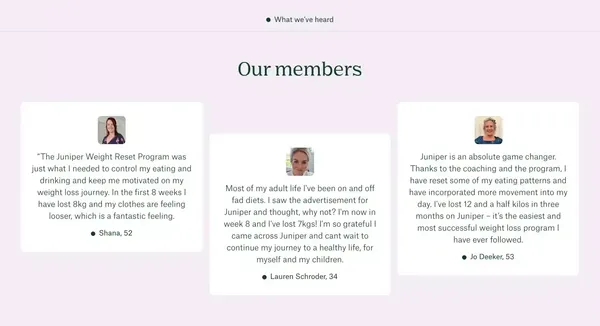 Juniper | Modern Healthcare Treatments For All Women - Landing design inspiration