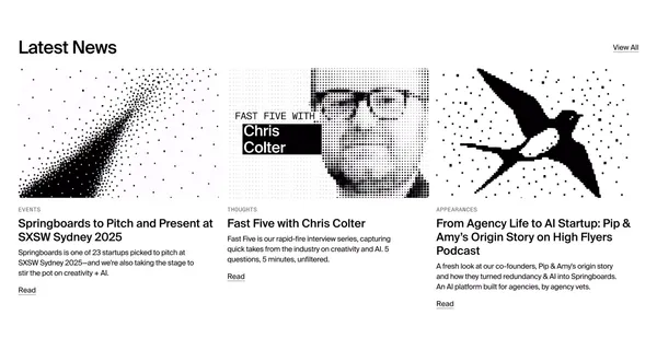 Springboards -  The Creative AI Tool for Agencies & Strategists - Landing design inspiration