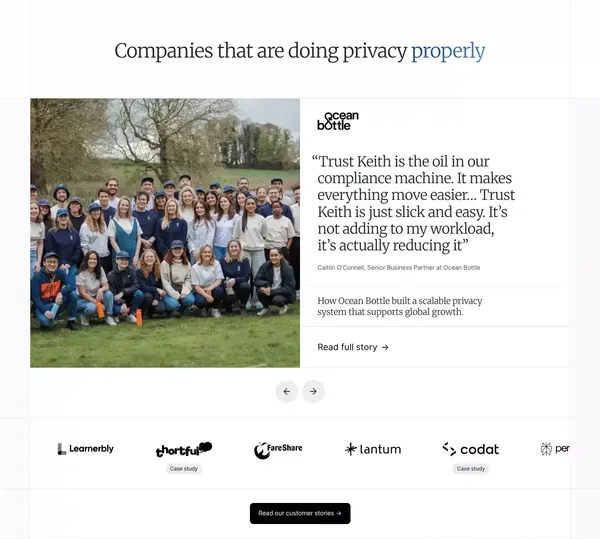 Trust Keith · The Expert Data Protection Service - Landing design inspiration