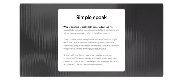 Warp | Payroll and Compliance for Startups - Landing design inspiration