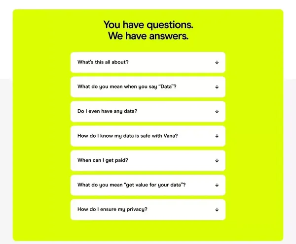 VANA | Unlock the power of your data - Landing design inspiration