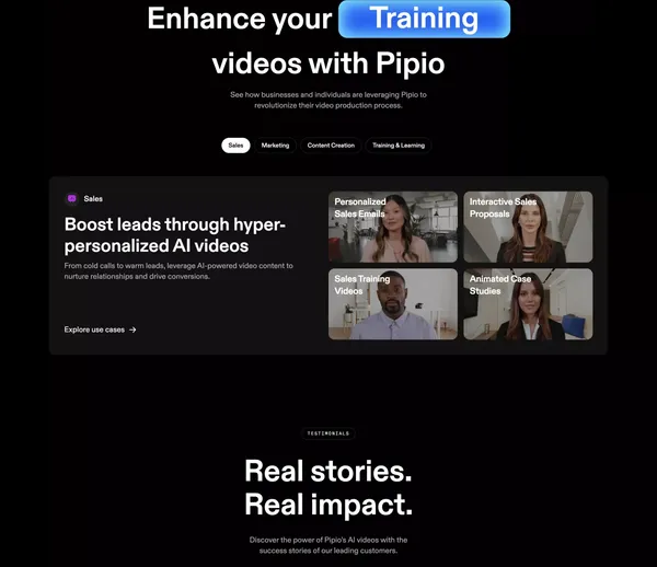 Pipio | The AI-powered video production platform - Landing design inspiration