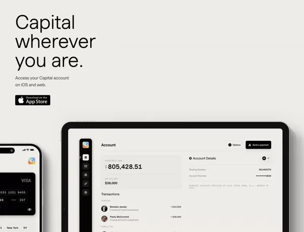 Capital — Banking built for founders - Landing design inspiration