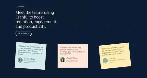 Frankli - Performance Management Software for Continuous Feedback - Landing design inspiration