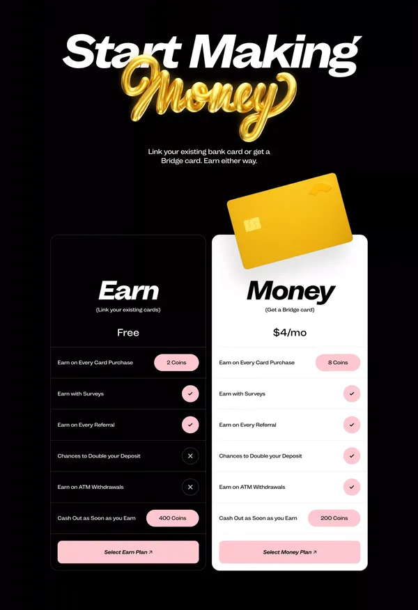 Bridge | Earn extra money and bank through Bridge - Landing design inspiration
