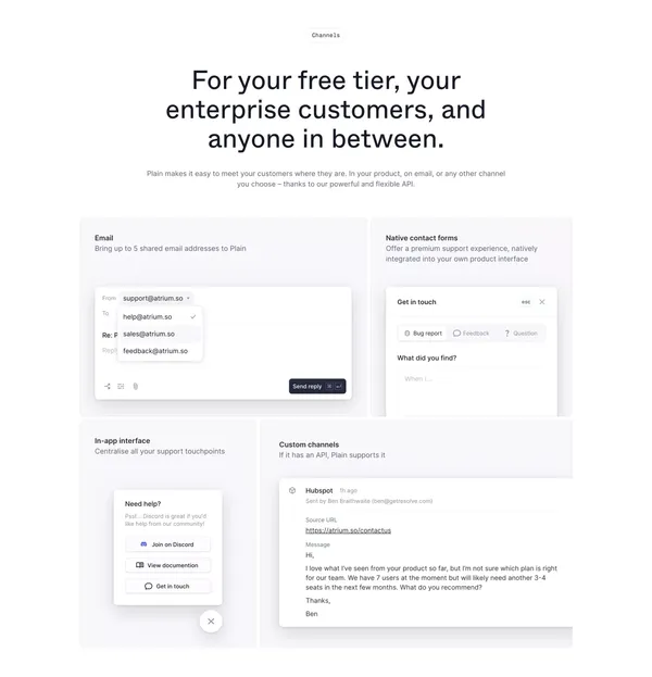 Plain - Support for developers - Landing design inspiration