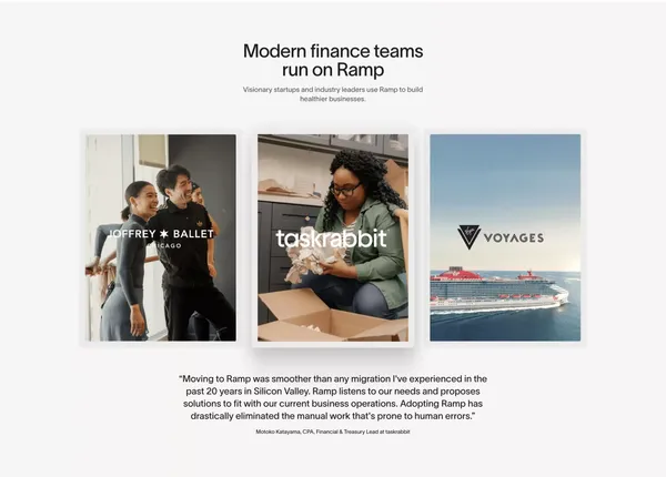 Ramp | Corporate Cards and Finance Automation That Scales - Landing design inspiration