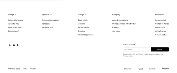 The unified infrastructure for global payments and commerce | Primer - Landing design inspiration