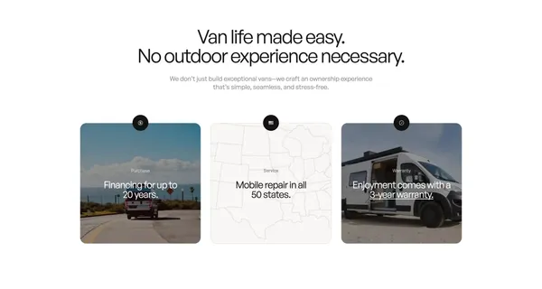Noovo Camper Vans | the Luxury of Home in a Class B RV - Landing design inspiration