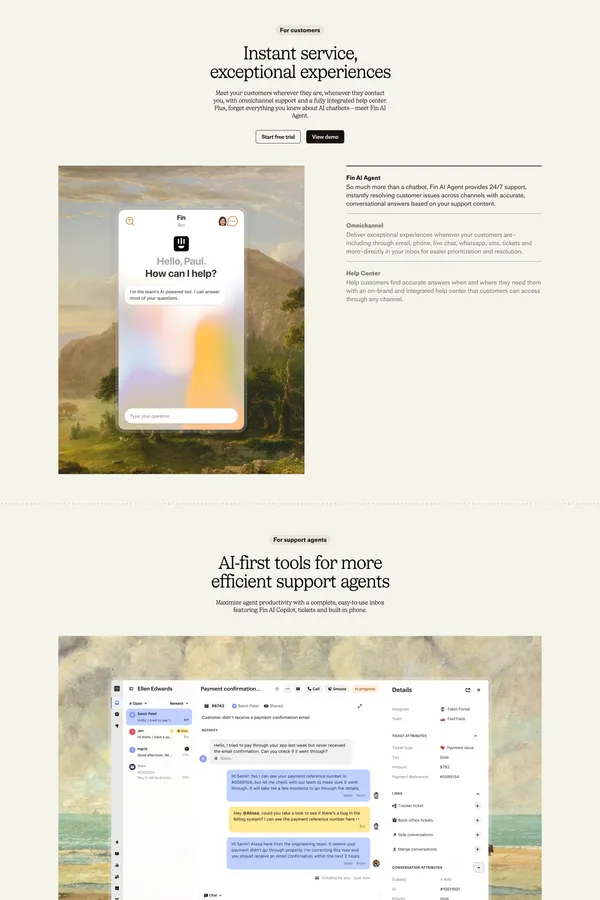 Intercom | AI Customer Service Platform - Landing design inspiration