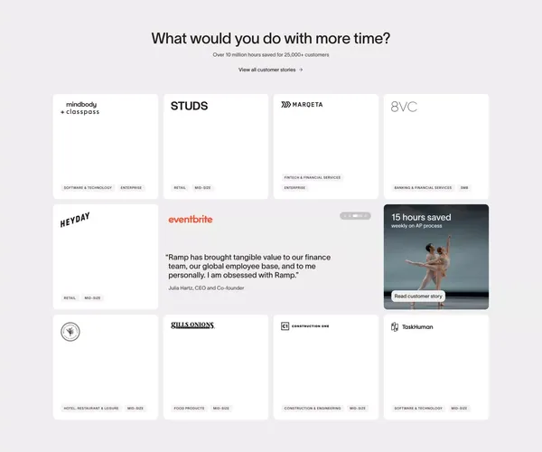 Spend Management, Corporate Cards & Accounts Payable Solutions | Ramp - Landing design inspiration