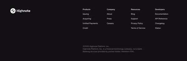 Highnote | The New Standard for Payments - Landing design inspiration