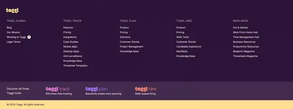 Toggl: Time Tracking Software, Project Planning & Hiring Tools - Landing design inspiration