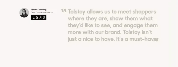 Add video commerce to your site with 1 click | Tolstoy - Landing design inspiration